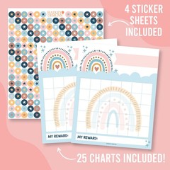 Kids Sticker Reward Charts for Behavior ~ 25 Pack Gold Star Sheets