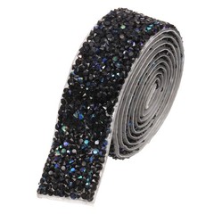 1 Inch x 1 Yard Crystal Rhinestone Sticker Ribbon Black AB