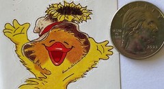 SUN-SHINY DAY CHICK Stickers(10pc) 2″x3.5″Suzy’s Zoo•Card Making •Flowers•Animal