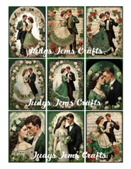 (9) St. Patrick’s Day Couples Collage Glossy Stickers~Scrapbooks~Labels~#303S