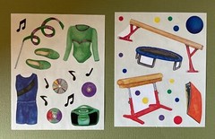 Creative Memories Lot of TWO 4″ x 5″ Stickers -Gymnastics, Balance Beam, Vault