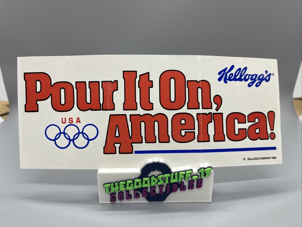 Vintage 80s Kellogg’s 1984 Olympics Sticker Sweepstakes «Pour It On America»