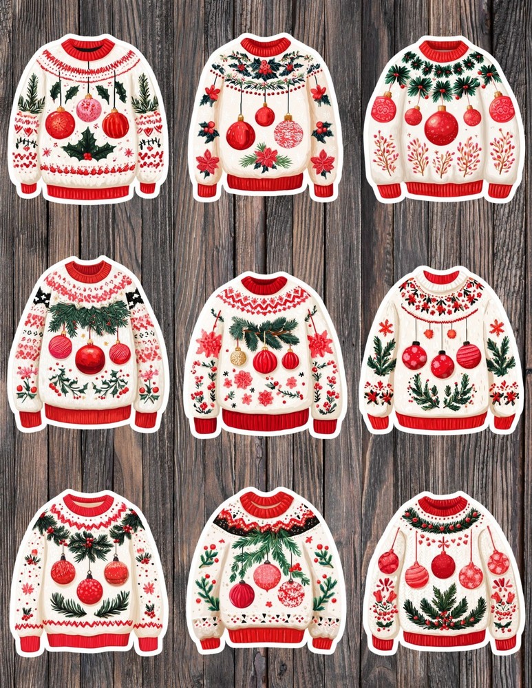 Ugly Christmas Sweater Die Cut Vinyl Stickers Scrapbooking Laptop Waterbottle