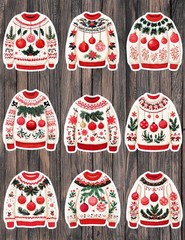 Ugly Christmas Sweater Die Cut Vinyl Stickers Scrapbooking Laptop Waterbottle