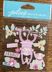 Jolees Baby Girl My Little Monkey Scrapbook Stickers New Toddler Kids Pink Play