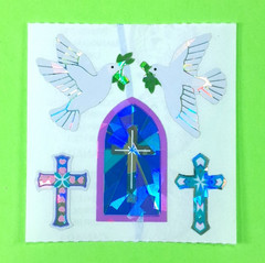 Vintage Sandylion Prismatic Doves Crosses & Stained Glass Sticker Mod Sheet
