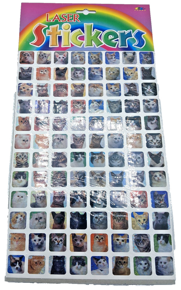 Vintage Laser Stickers – Square Cats 3/4″ Pack of 96 New in Package Acid Free