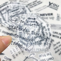 Set of 50 Transparent Stickers All Words are in Black & White