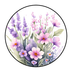 30 WILDFLOWERS ENVELOPE SEALS STICKERS LABELS TAGS 1.5″ ROUND PURPLE PINK
