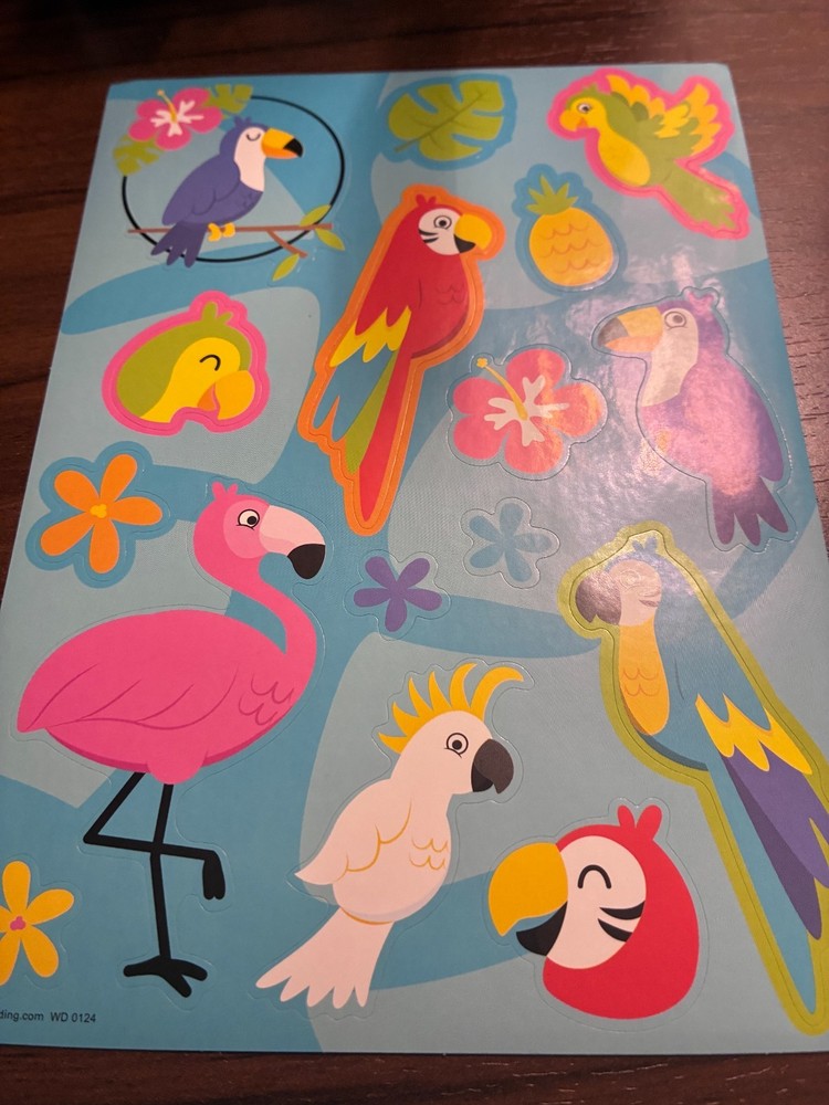 OTC 1 Sheet of Tropical Bird Stickers