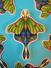 Neon Luna Moth, Waterproof, Vinyl Sticker