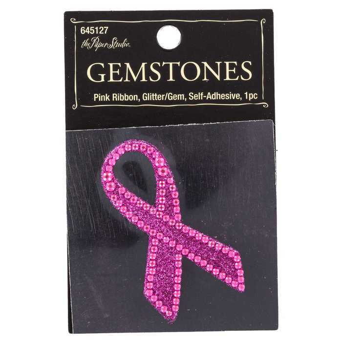 The Paper Studio AWARENESS PINK RIBBON GLITTER GEMSTONE Sticker – 1 pc