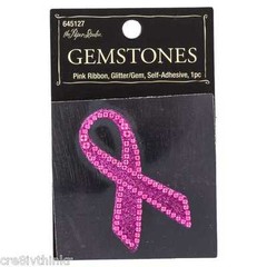 The Paper Studio AWARENESS PINK RIBBON GLITTER GEMSTONE Sticker – 1 pc