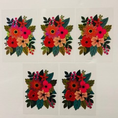 Vintage Y2K Retro Die Cut Prism Glitter Foil Decal FLOWER BOUQUET theme 5 pk