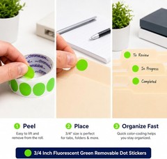 Neon Green Color-Coding Labels, 3/4″, 1,000 Count
