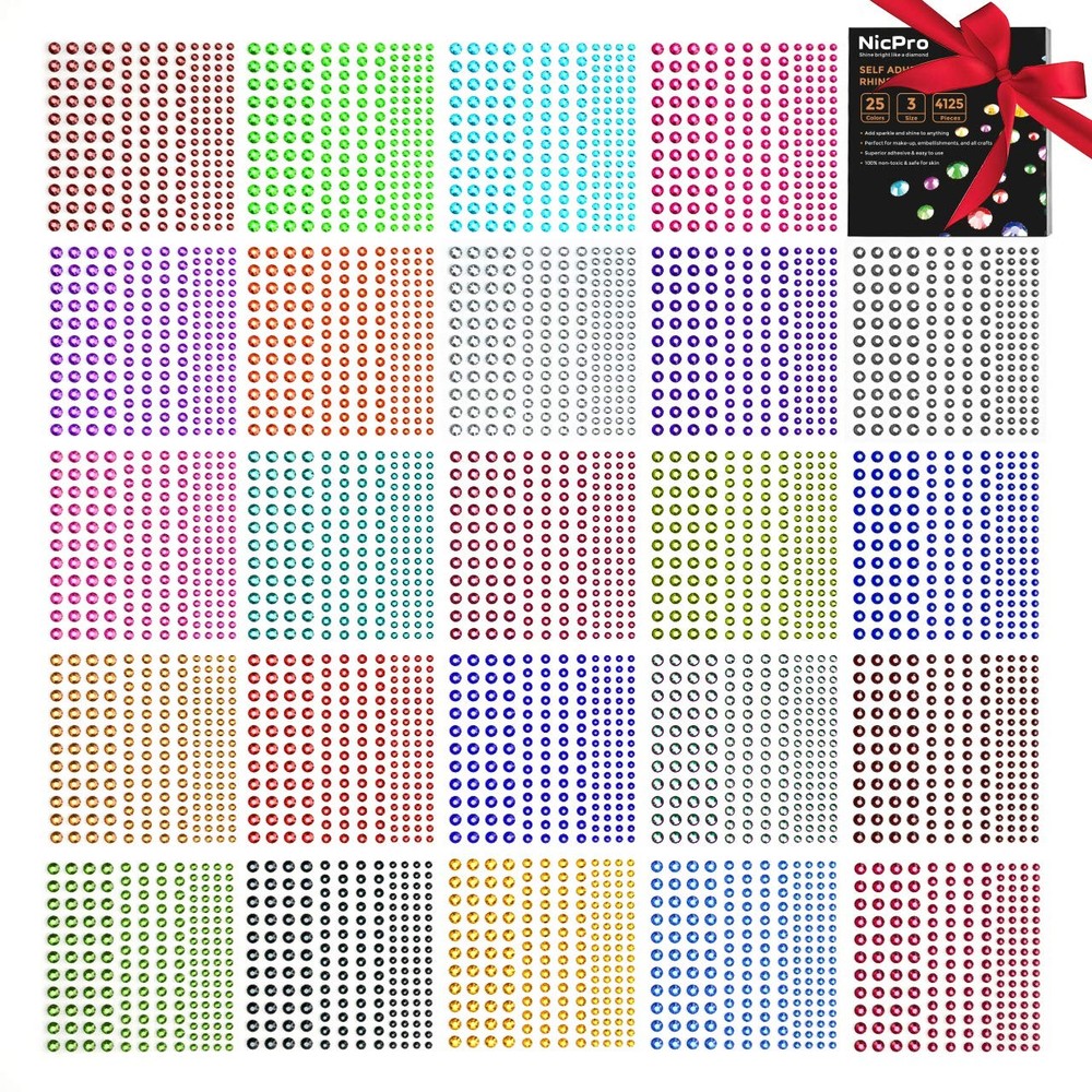 25 Sheets, 25 Colors (3 mm, 4 5 mm), Red, Blue, Coffee, Green, Violet, Ab Clear