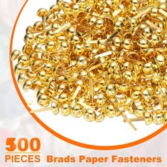 100pcs Brads Paper Fastener 8mmx17mm Metal Split Pin for Paper Craft Gold,