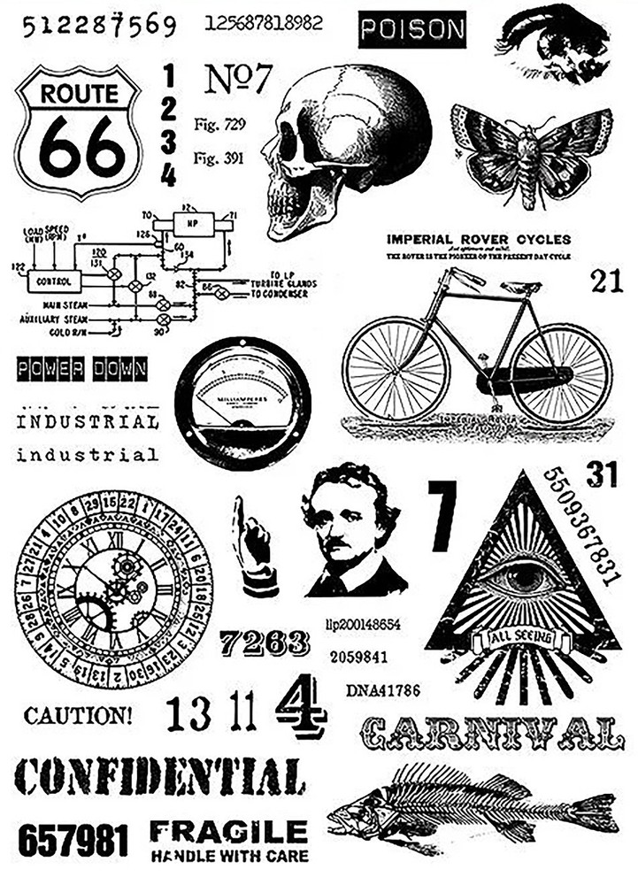 Andy Skinner, Mixed Media Transfers, Rub-Ons, Poe Diversity, 2 Pgs, Industrial