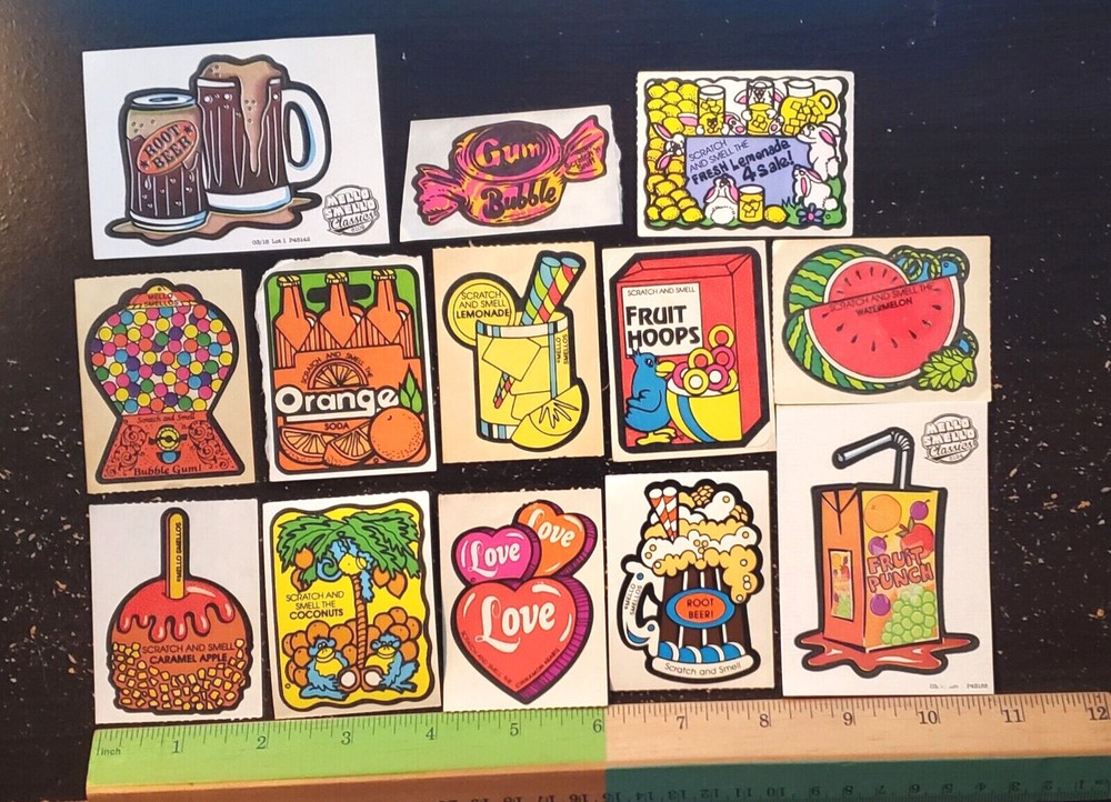 VINTAGE 13 MELLO SMELLOS SCRATCH N SNIFF STICKERS *CHOOSE ONE* 80s SCENTED HTF