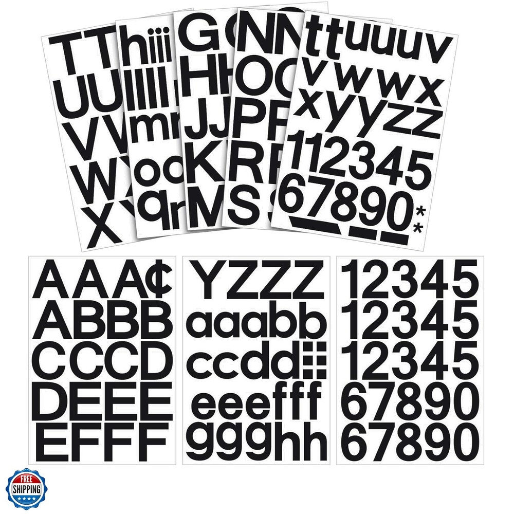 8 Sheets Vinyl Letter Stickers 3 Inch Black Self Adhesive Mailbox Numbers Alp…