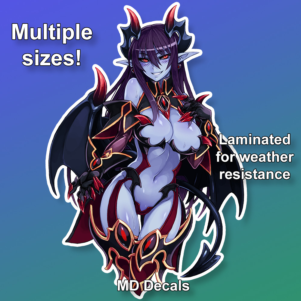 Demon Monster Girl Encylopedia Sticker, anime girl laminated glossy vinyl