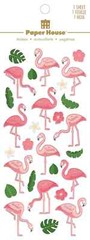 Crafts Stickers PH Faux Enamel Foil Accents Pink Flamingoes Green Leaves Repeats