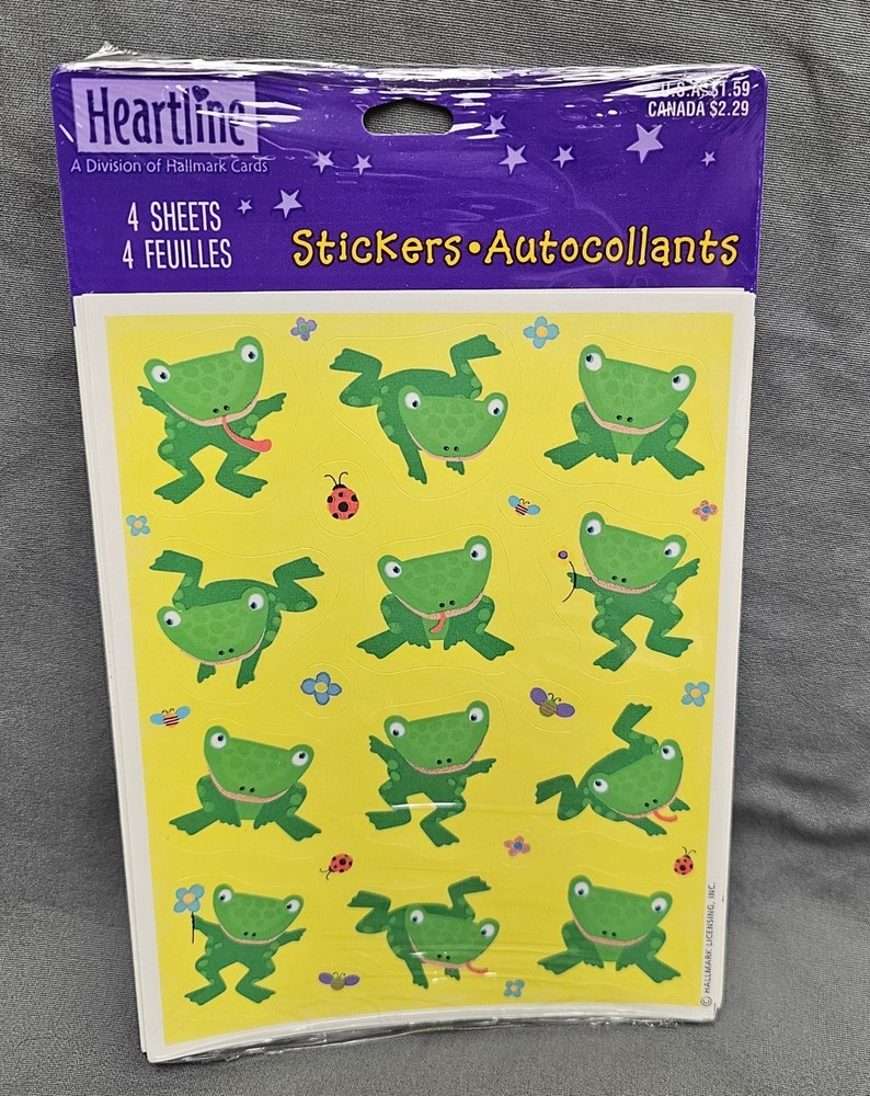 Hallmark Heartline FROG Ladybug Stickers 4 Sheets SEALED Acid Free