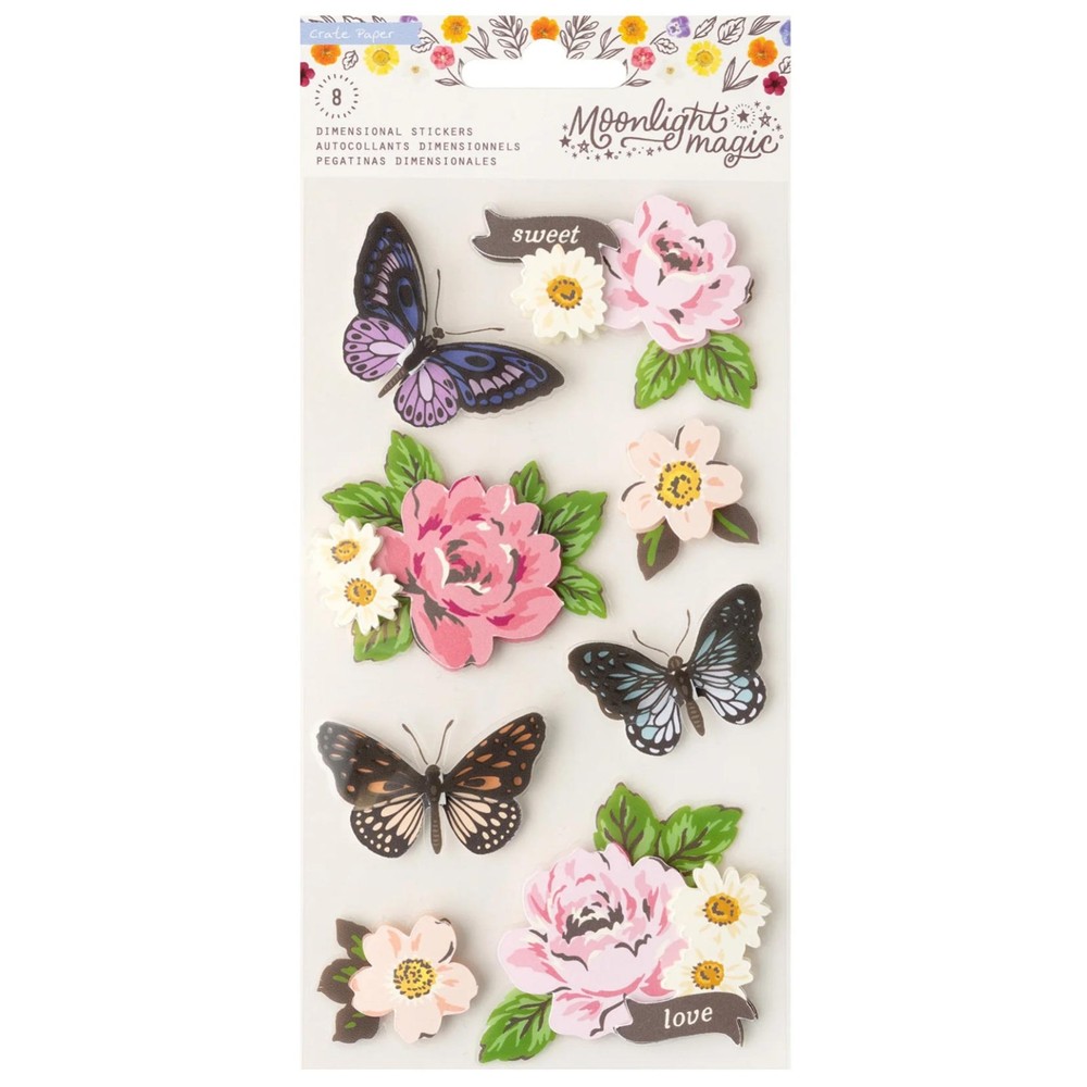 Crate Paper MOONLIGHT MAGIC (8pc) DIMENSIONAL STICKERS scrapbooking cardmaking