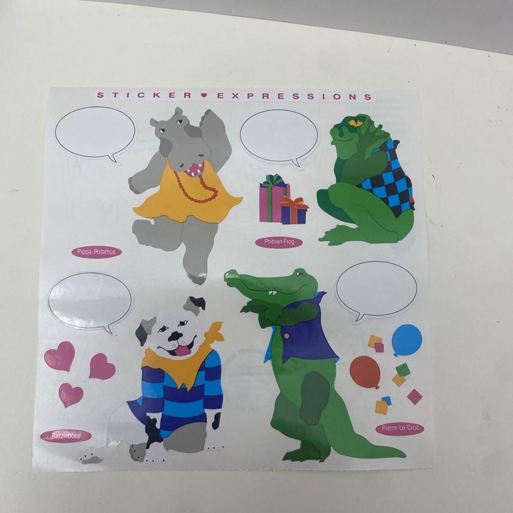 Mrs Grossman’s GIANT Sticker-ANIMAL STICKER EXPRESSIONS 1-6×6” Sheet Alligator