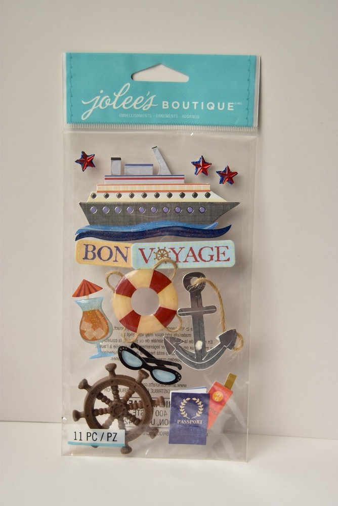 Jolee’s Dimensional BON VOYAGE Ship, Anchor, Wheel, Passport