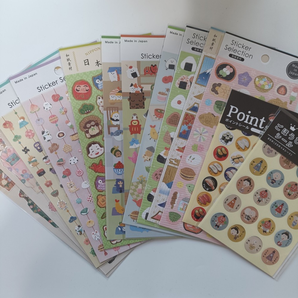 Sticker Sheet set Japanese Culture and Food Made in Japan