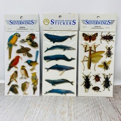 Silverwings Stickers Vintage Set of 3 Birds Whales Insects Scrapbook Puffy