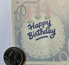 PASTEL HAPPY BIRTHDAY Stickers(9pc) Party*Cake*Balloons*Vintage 1985*Card Making