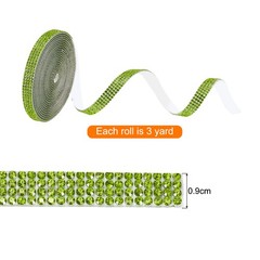 0.35 Inch Self Adhesive Rhinestone Strips 3 Yard for Crafts,Light Green