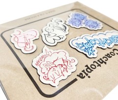 Coachtopia Sticker Set in Leather 5 Piece Cloud Multi Adhesive New in Package