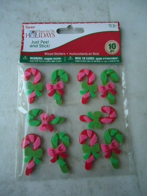 Darice Home For The Holidays Candy Cane Foam Stickers 10 Pieces Size: 1 ½”