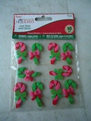 Darice Home For The Holidays Candy Cane Foam Stickers 10 Pieces Size: 1 ½”
