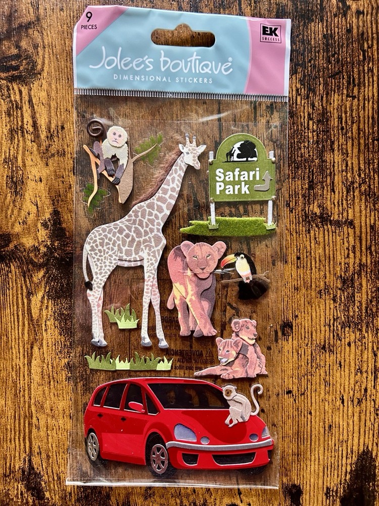 Jolee’s Drive Thru Safari Park Car Animals Giraffe Monkeys Scrapbooking Stickers