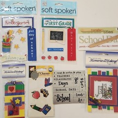 NEW Scrapbook SCHOOL Themed Stickers Charms Words Tags Shaker Box Rub-ons -G