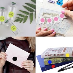 Dot Stickers Pastel Yellow in Various Sizes (8MM-25MM) Color Label in 15 Sheets