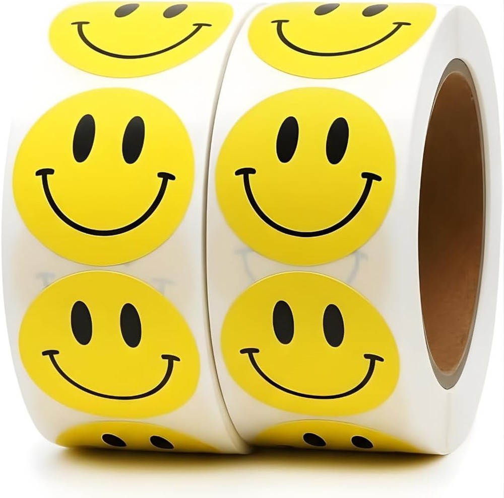 1000PCS Yellow Smiley Face Stickers 1 Inch – Bulk Happy Face Stickers for Clas