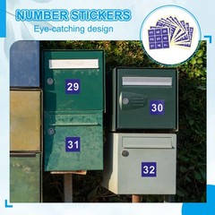 2″ Consecutive Number Stickers, 1 Set Self Adhesive Number Decals, Blue
