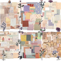 Papel Vintage para Scrapbook Kit de Suministros Flores y Pegatinas Diario Retro