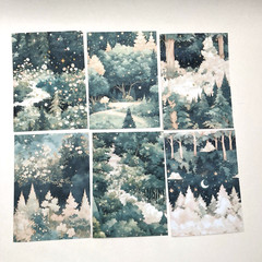 Green Tree Glitter Background Stickers Junk Journal Collage
