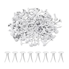120Pcs Brads Paper Fasteners, 8×4.5 mm Metal Round Head Split Pins, White