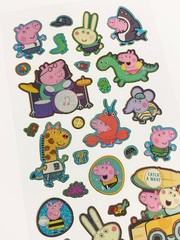 Reusable Green Sparkly Peppa and George Pig Stickers – Perfect for Crafting!