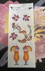 Vtg Creative Memories Vacation Theme Drinks, Anchor, Bird Sticker Strip 2×5 Inch