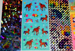 VINTAGE LOT LISA FRANK STICKER STRIP BUBBLE CRYSTAL PRISM HORSES KITTIES PUPPIES