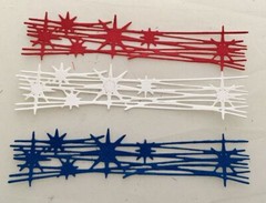 Die Cuts * Starburst Strip * Set of 12 * White * Red White & Blue * Silver Foil