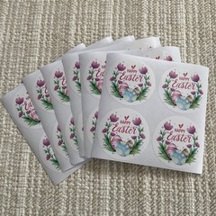 24 Happy Easter Round Stickers 2” Gift Labels Easter Envelope Seals